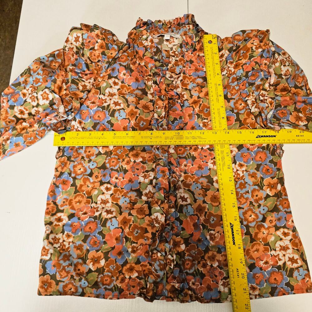 Love The Label Charisma Floral Ruffle Cotton Top Blouse Western Boho XS 4190 - Picture 8 of 9